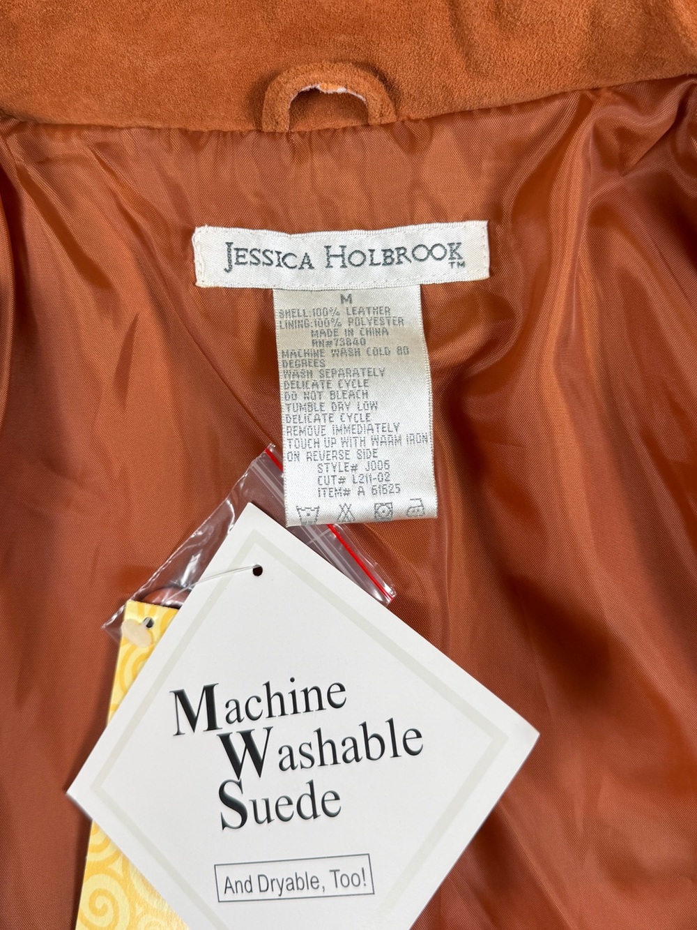 Vintage Rust Orange Suede Leather Chore Barn Blazer Jacket Womens Medium Y2K NWT - Picture 4 of 7